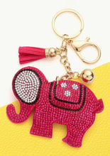 Load image into Gallery viewer, Bling Elephant Tassel Keychain