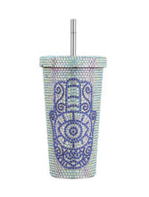 Load image into Gallery viewer, Bling Tumbler With HAMSA &amp; Evil Eye 17 oz Capacity