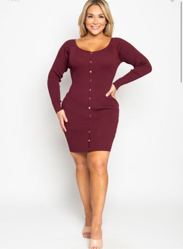 Valerie a plus Size Dress-Burgundy