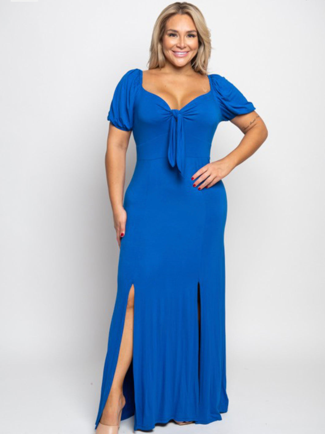 Clara Plus Size Dress-Royal Blue