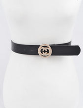 Load image into Gallery viewer, Shay Rhinestone Buckle Belt- Black