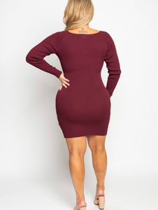 Valerie a plus Size Dress-Burgundy