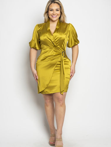Penelope Plus Size Dress-Lime
